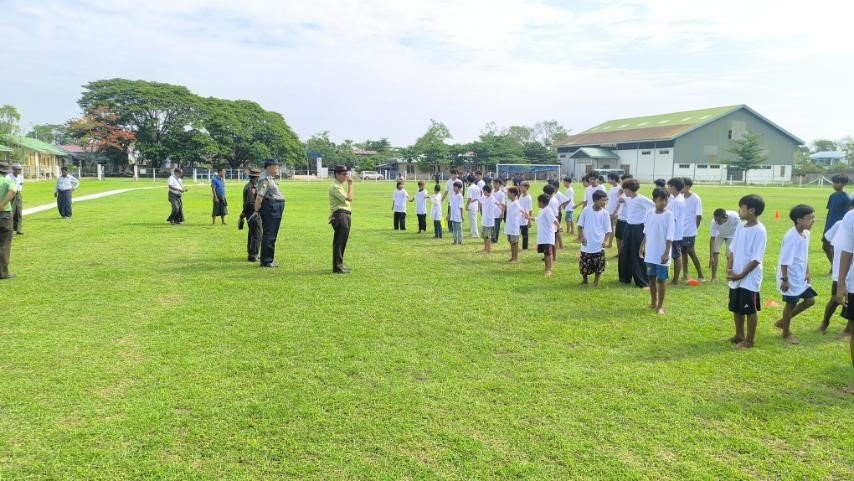 မန္တလေးတိုင်းဒေသကြီး၊ ရမည်းသင်းခရိုင်၊ ရမည်းသင်းမြို့၊ ဝါတိုးရပ်ကွက်၊ ခရိုင်အားကစားနှင့်ကာယပညာ ဦးစီးဌာန၊ ခရိုင်အားကစားကွင်း၌ ကျင်းပပြုလုပ်သည့် ရက် (၁၀၀) အားကစားလုပ်ငန်းလှုပ်ရှားမှု စီမံချက်ဖြင့် အားကစားသင်တန်းဖွင့်ပွဲအခမ်းအနားသို့ တက်ရောက်