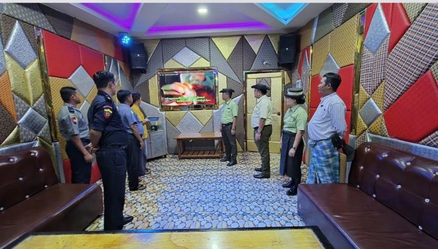 ရွှေဘုံသာရပ်ကွက်ရှိ ကာရာအိုကေ KTV ဆိုင်များ၌ သတ်မှတ်စည်းကမ်းချက်များ၊ ညွှန်ကြားချက်များနှင့်အညီလိုက်နာ ဆောင်ရွက်ခြင်းရှိ/ မရှိတို့အား ကွင်းဆင်းစစ်ဆေး