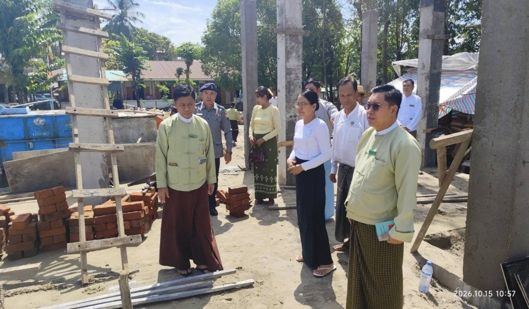 ဧရာဝတီတိုင်းဒေသကြီး၊ လပွတ္တာခရိုင်၊ မော်လမြိုင်ကျွန်းမြို့နယ်၊ မော်လမြိုင်ကျွန်းမြို့၊ အမှတ်(၁၀) ရပ်ကွက်၊ ဗိုလ်ချုပ်လမ်းရှိ “အောင်သုခ” အခြေခံပညာအလယ်တန်းကျောင်း(ခွဲ)၌ RC ၂ ထပ် ကျောင်းဆောင်သစ်ဆောက်လုပ်နေမှုအခြေအနေအား ကြည့်ရှုစစ်ဆေး